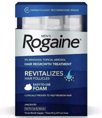 Men's Rogaine 5% Minoxidil Foam Hair Loss Regrowth Treatment 3-Month Supply - Image 1 of 4