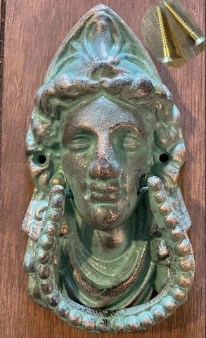 Goddess Doorknocker - Verdigris on Iron Cover