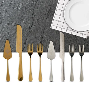 Cake Cutting Set Stainless Steel Cake Spatula Fork Knife Elegant Cake tiKUL - Picture 1 of 22