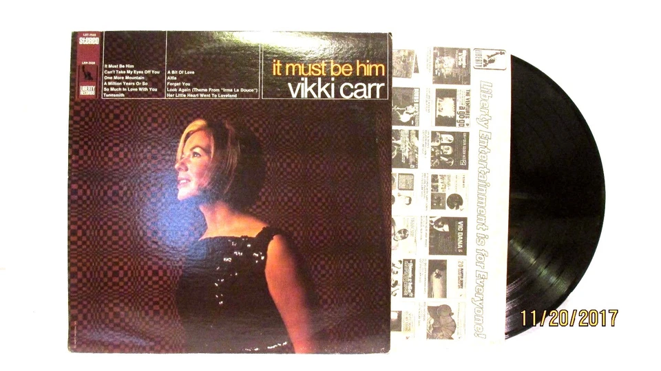 1967 Vikki Carr It Must Be Him Vinyl LP 33 Record Liberty LST 7533  - Image 1 of 4