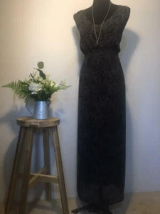 Autograph Womens Plus Size 18 Black Gray Floral Sheer Maxi Dress - Picture 1 of 5