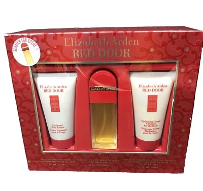 Vintage Elizabeth Arden Red Door EDT Spray Lotion Shower Gel Gift Set - Image 1 of 4