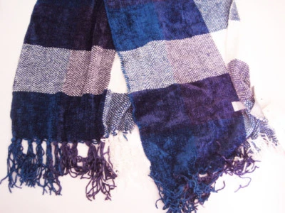 Bufanda Charter Club 100 % azul rayón, púrpura, blanca a cuadros 11 x 40 pulgadas Nuevo con etiquetas  Foto 1 de 2