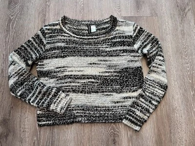 H&M Divided black white and gray marled sweater cropped XS  - Image 1 of 4
