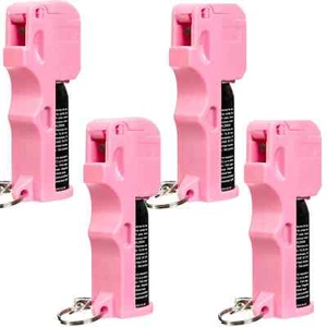4 Pack BURN Pepper Spray 1/2oz - Pink Self-Defense Keychain for Women Safety - Picture 1 of 10