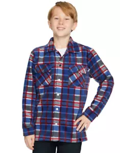 Quiksilver Youth Fleece Shirt Jacket - Blue Plaid - L - Picture 1 of 2