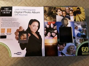 THE SHARPER IMAGE DIGITAL PHOTO ALBUM WITH KEYCHAIN USB 2.0 RECHARGEABLE NEW!!! - Picture 1 of 5