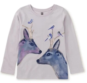 TEA COLLECTION  Darling Deer L/S Top - Pale Lavender - NWT Girls 6 - Picture 1 of 1