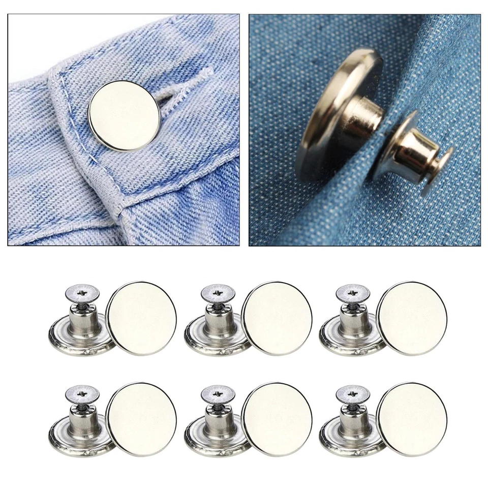 12er Pack 17 mm Jeansknöpfe mit Werkzeug, kein Nähen erforderlich, für DIY - Bild 1 von 1