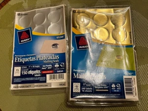 Sellos de correo 2 juegos oro 240 y plata 150, 1 pulgada redonda, nuevo - Imagen 1 de 6