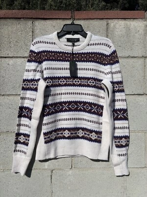 NWT $395 Rag & Bone Wesley Fair Isle Wool Sweater White Sz XS - Image 1 of 4