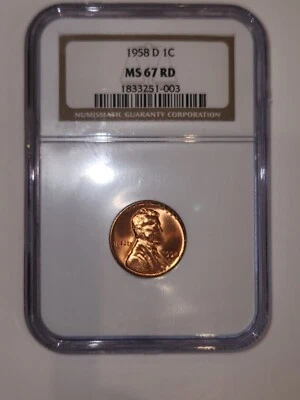1958D Lincoln Cent NGC MS67 RD Nice Reddish Color Glow! - Image 1 of 4