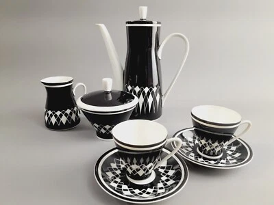 Porcelain Mocha Set Centerpiece 2 Person Jug 1950s 1950s PMM Set Table - Image 1 of 4