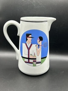 PHILIPPE DESHOULIERES FRENCH PORCELAIN LEMONADE TENNIS PITCHER Very Unique RARE - Picture 1 of 6