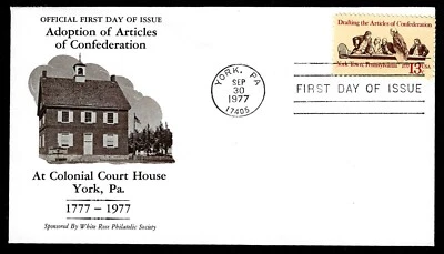 USA SCOTT # 1726 WITH INSERT WHITE ROSE SOCIETY FDC COVER 1977 ADOPTION ARTICLES - Image 1 of 2