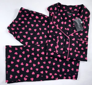 KATE SPADE Talla S Mujer Pijama Jersey Tejido Negro Rosa Corazón L/S Conjunto Pantalón NUEVO - Imagen 1 de 5
