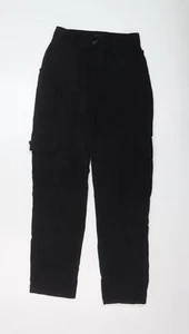 Boohoo Womens Black Cotton Cargo Trousers Size 4 L28 in Regular Button - Picture 1 of 10