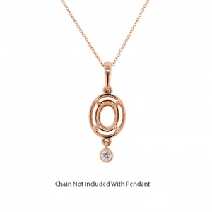 Anhänger Halbfassung oval 8x6mm in 14K Rotgold mit Diamant Akzenten (43975) - Bild 1 von 6