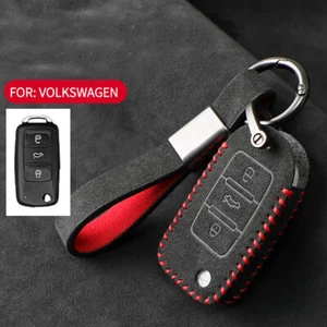 Full Suede Covered Key Fob Remote Protector Holder Cover Case For Volkswagen C - Picture 1 of 8