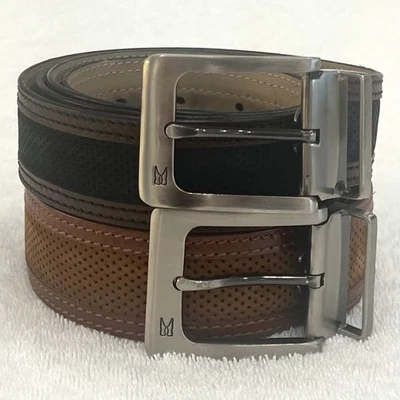 2) Lote de cinturones de cuero Moreschi Italia Taormina talla 44 cuero marrón y negro/marrón Foto 1 de 4