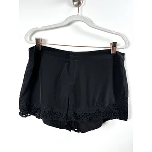 Joie Black Preppy Coquette Eyelet Trim 100% Silk Whimsigoth Dress Shorts 8 - Picture 1 of 10
