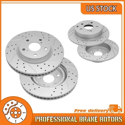 Rotores de freno perforados delanteros y traseros para Toyota RAV4 2006 2007 2008 2009 2010-2018 Foto 1 de 4