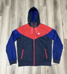 Nike Windrunner Jacket Mens Sz Medium Red Black Blue Full Zip Tech Windbreaker - Picture 1 of 9