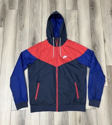 Chaqueta cortavientos Nike Windrunner para hombre talla mediana roja negra azul cremallera completa tecnología Foto 1 de 4