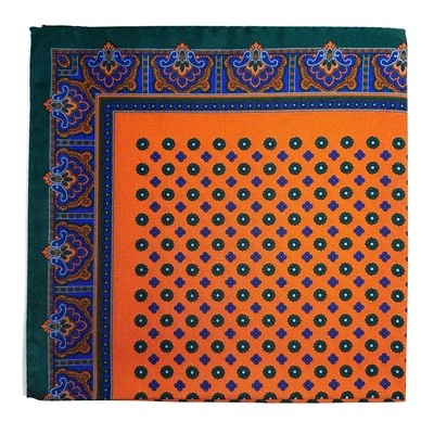 17" Orange Floral Silk Pocket Square (Handmade in Italy) - Image 1 of 4
