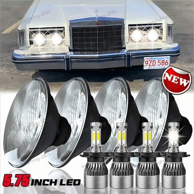 4pcs 5-3/4" 5.75" LED Headlights Hi/Lo Beam for Lincoln Continental Mark VI - Image 1 of 4