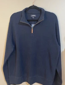 Lands End Herren Large marineblau 1/4 Reißverschluss Baumwolle Pullover Sweater Sweatshirt neu mit Etikett - Bild 1 von 5