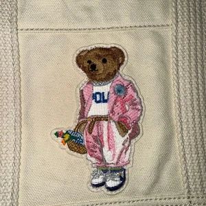 Polo Ralph Lauren Medium Canvas Tote Bag 100% Cotton Picnic Polo Bear Design - Picture 1 of 6