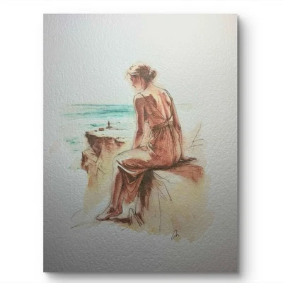 Retrato acuarela original 8x10 femenino “La distancia entre nosotros” Foto 1 de 2