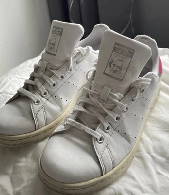 ADIDAS STAN SMITH WHITE / HOT PINK TRAINERS LADIES UK SIZE 5 CLASSIC - Image 1 of 4