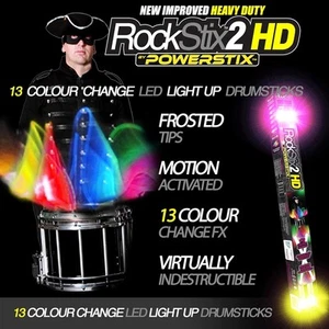 PAAR ROCKSTIX® 2 PRO - FARBWECHSEL LED LIGHT UP DRUM STICKS 2b  - Bild 1 von 5