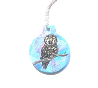 Búho Pájaro Personalizado Pintado Navidad Adorno Decoración Foto 1 de 2