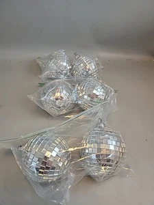 Set (6) Hanging Disco Ball Mirror Ball Christmas Tree Ornaments - Picture 1 of 2