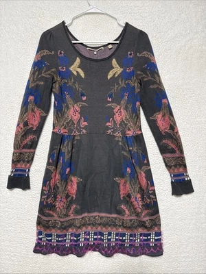 Anthro Knitted Knotted Petalblush Silk Blend Sweater Dress Floral Winter Small - Image 1 of 4