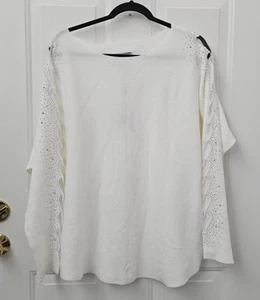 Liv Milano Women’s White Long Sleeve Pullover Sweater Top Plus Size 1X - Picture 1 of 4