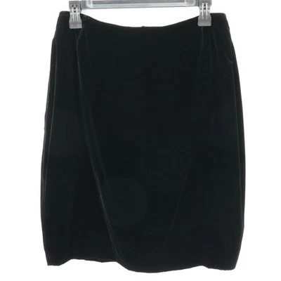 Falda Emanuel Ungaro Mujer 10 Negro Terciopelo Mezcla Seda Espalda Cremallera Forrada Lápiz Foto 1 de 4