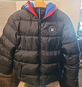 Hurley schwarze gefütterte Fleecejacke mit Reißverschluss und Kapuze Jungen Größe Large - Bild 1 von 8