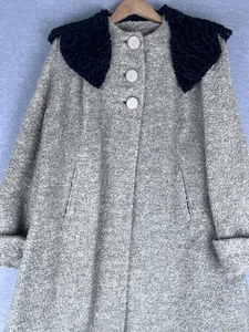 Vintage 40s Milium Oatmeal Nubby Wool Lamb Collar Jacket Coat Cuffed One Size - Bild 1 von 9
