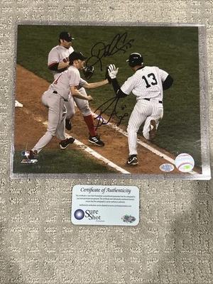 DOUG MIENTKIEWICZ & BRONSON ARROYO Signed X2 Auto 2004 ALCS AROD SLAP 8x10 PHOTO - Image 1 of 4