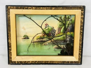 1960’s Wood Bark & Moss 3D Landscape Shadowbox Art Japan Handmade Diorama 12x16” - Picture 1 of 9
