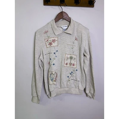 Винтажная женская толстовка Alfred Dunner с вышивкой в цветочек коттеджкор размер Small - Изображение 1 из 4