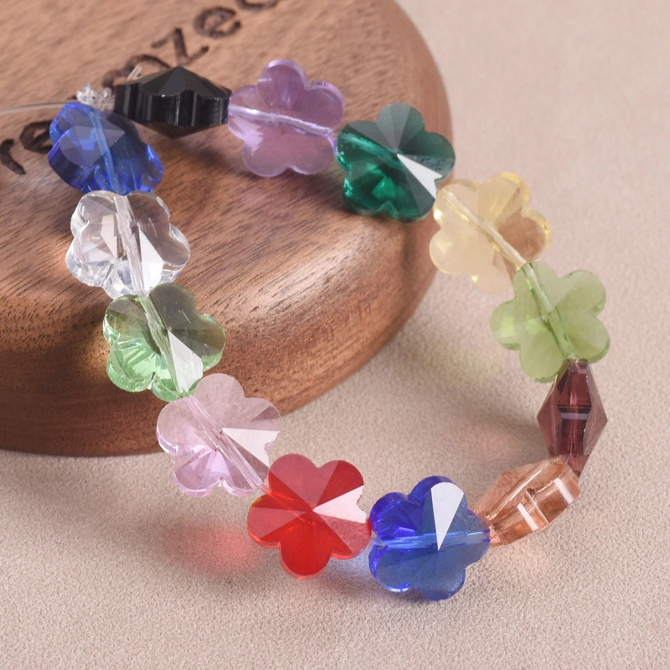 10pcs 14mm Flower Shape Faceted Crystal Glass Loose Beads For Jewelry Making Lot - Image 1 of 4