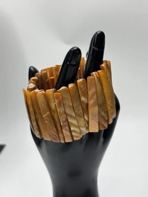 Brazalete elástico naranja Sherbet Shell grueso brazalete ancho joyería de moda Foto 1 de 4