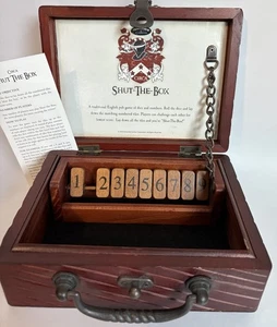 Shut The Box English Pub Game Wooden Box & Dice with Instructions, Vtg Beer Game - Picture 1 of 7