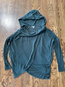 Athleta Women's Green Hooded Purana Wrap Sweatshirt Top Size Medium Soft Cozy - Picture 1 of 8