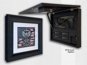 Versteckte Aufbewahrung Bilderrahmen für Waffe und Wertsachen 18-1/2 x 15-1/2 mit RFID Schwarz - Bild 1 von 33